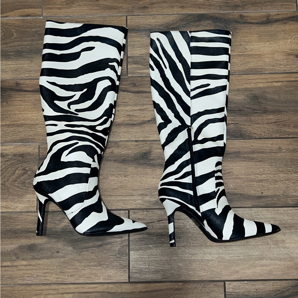 Zebra Knee High Boots